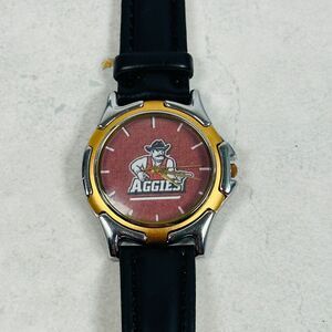 New Mexico State Watch Mens 38mm Aggies Red Two Town Leather Band New Battery